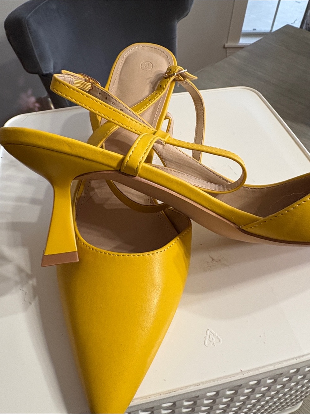 Yellow Pointed-Toe Slingback Heels - Yellow Women Shoes - Picture 2 of 5